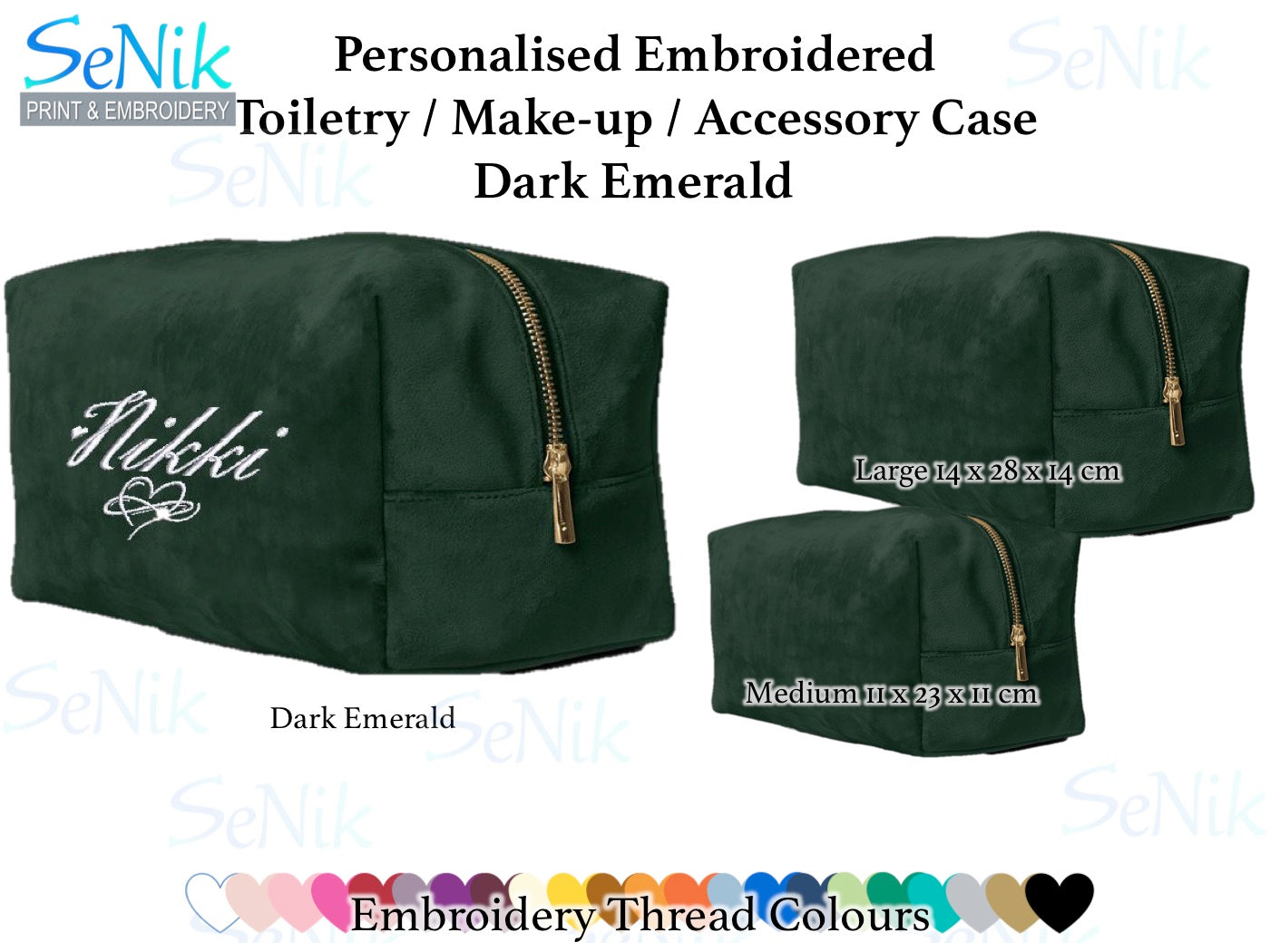 Embroidered personalised Toiletry Bag, Velvet Make-up case, cosmetic case, accessory case