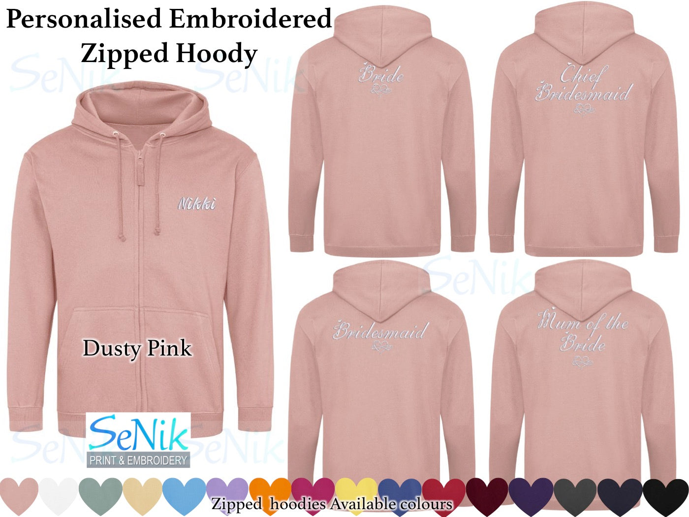 Personalised Embroidered Zipped Hoodies