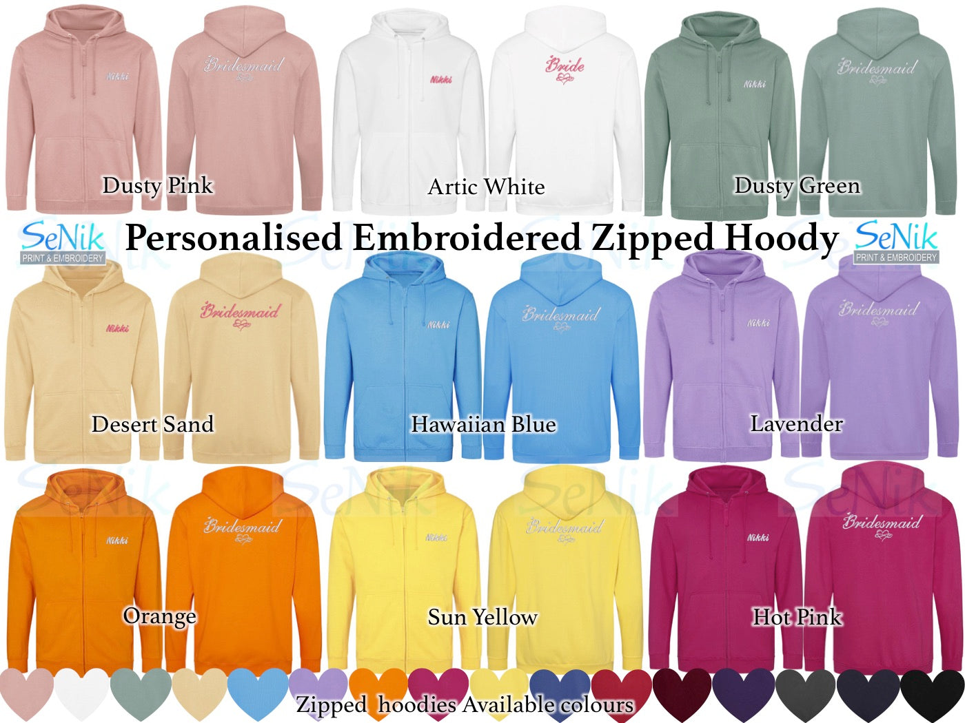 Personalised Embroidered Zipped Hoodies