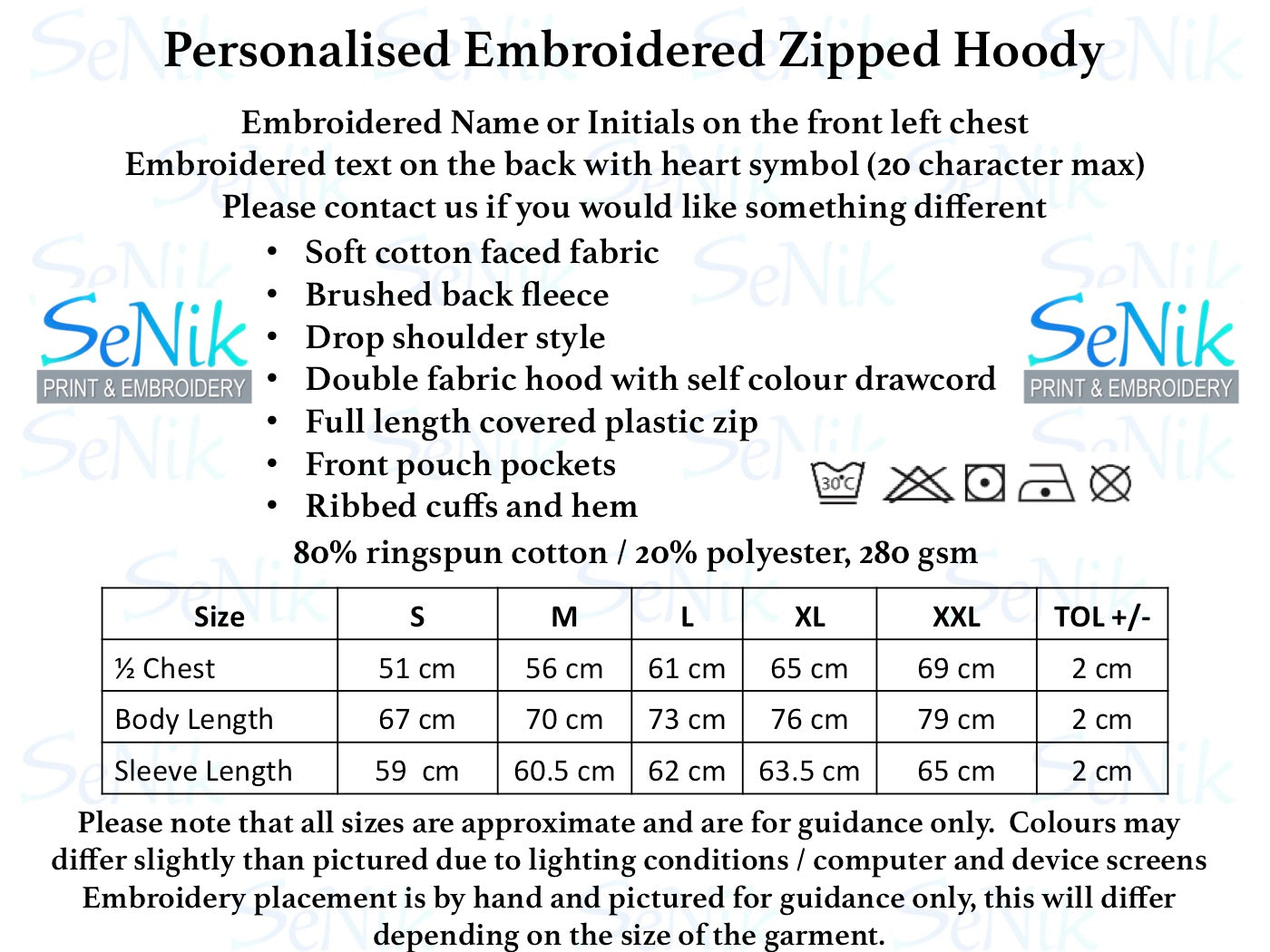 Personalised Embroidered Zipped Hoodies