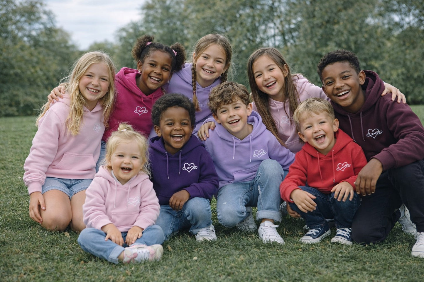 Childrens Infinity Hoodies Pink Purple Collection 280gsm