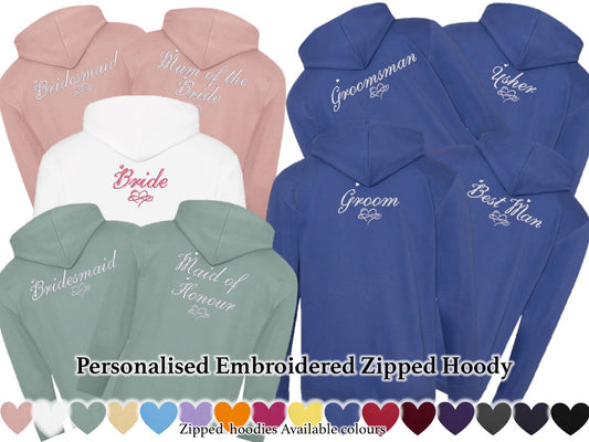 Personalised Embroidered Zipped Hoodies